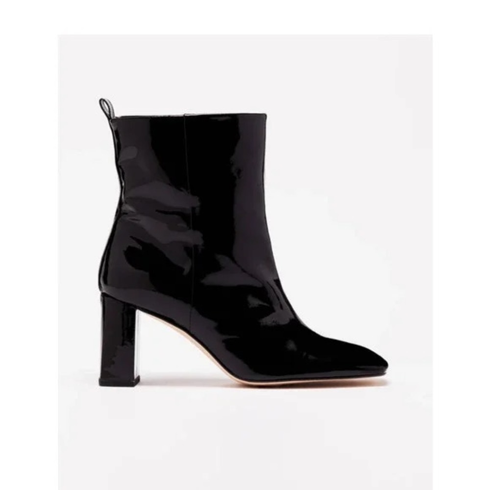 Good American Square Toe Bootie in Black Patent 8.5 - Picture 3 of 12